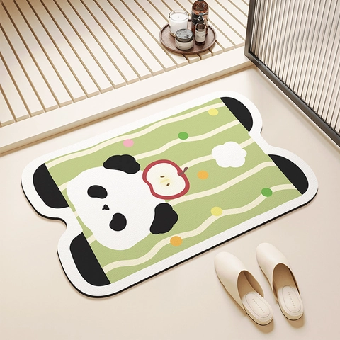 Paillasson en Terre de Diatomée Chat Chien Panda Dessin Animé Absorbant Antidérapant Tapis de Bain Entrée Lavable Décoration Maison