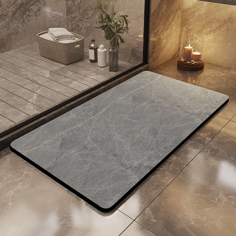 Tapis de Bain en Terre de Diatomée Moderne Minimaliste Antidérapant Absorbant Motif Marbre Entrée Cuisine Décoration Maison
