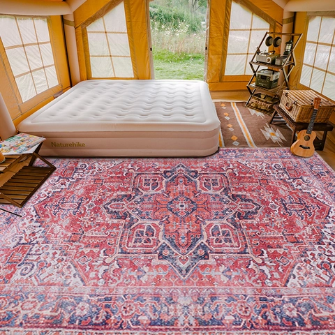 Retro Persian Style Area Rug Faux Cashmere Polyester Printed Non-Slip Floor Mat For Living Room Bedroom Glamping Decor