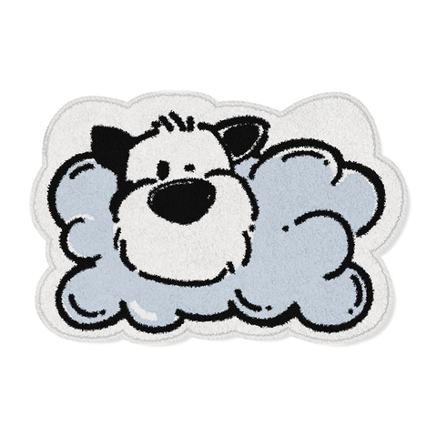 Cartoon Dog Non-Slip Floor Mat Cute Animal Shaped Polyester Bath Rug Soft Faux Cashmere Area Rug For Bedroom Bathroom Home Decor