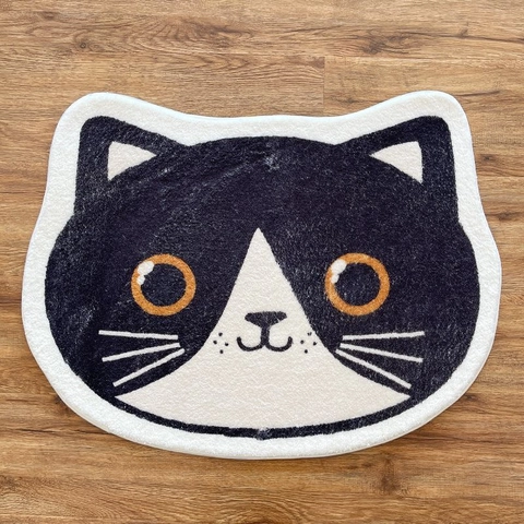 Alfombra de Suelo con Forma de Gato Lindo Cachemir de Imitación Antideslizante Suave Dibujos Animados para Dormitorio Baño