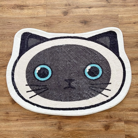 Alfombra de Suelo con Forma de Gato Lindo Cachemir de Imitación Antideslizante Suave Dibujos Animados para Dormitorio Baño