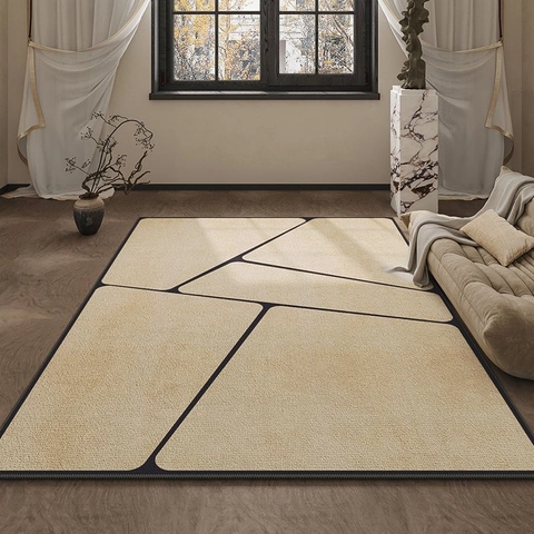 Japanese Minimalist Cashmere-like Living Room Carpet Wabi-sabi Style Sofa Area Rug Polyester Geometric Printed Bedroom Bedside Mat