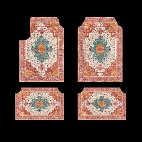 Boho Mandala Auto-Fußmatten-Set 4 Teile Universal Passend Polyester Persischer Stil Bedruckter Autoteppich Vorne Hinten Bodenschutz