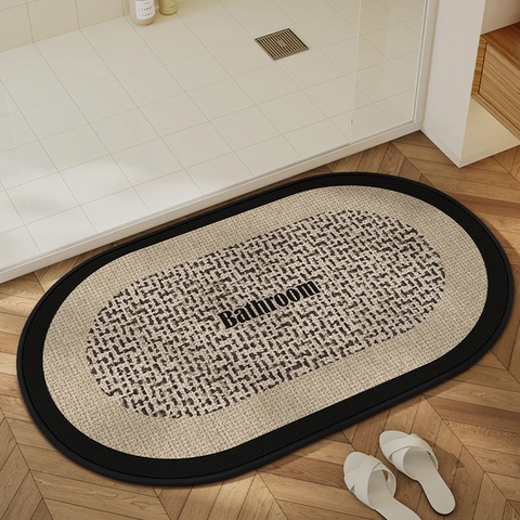 Tappetino da Bagno in Terra di Diatomee Moderno Minimalista Super Assorbente Antiscivolo Tappeto da Bagno a Rapida Asciugatura Trama Lino per Ingresso Cucina Gabinetto
