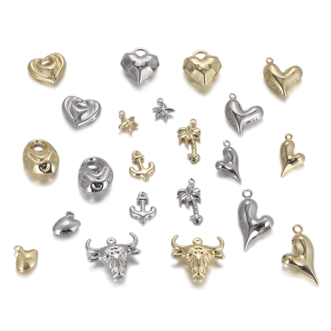 Copper Heart Starfish Palm Tree Bull Head Pendant DIY Charms Gold Silver Plated Fashion Decorative Accessories Jewelry