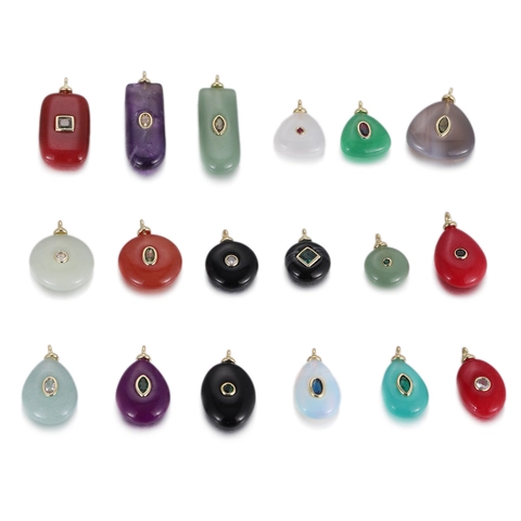 Copper Zirconia Geometric Natural Stone Pendant For DIY Jewelry Making Necklace Earrings Fashion Accessories For Women