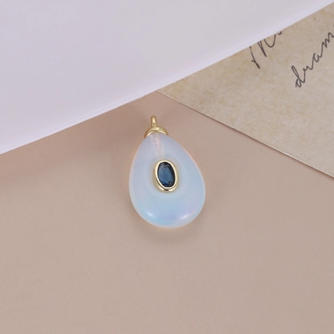 Copper Zirconia Geometric Natural Stone Pendant For DIY Jewelry Making Necklace Earrings Fashion Accessories For Women