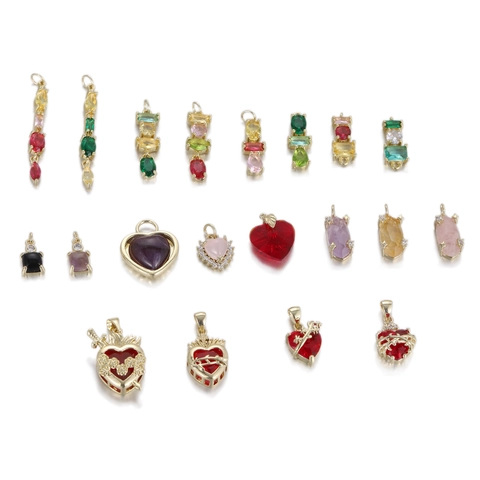 Colgante de Corazón de Piedra Natural Geométrica Micro Incrustaciones de Zirconia Cobre Chapado en Oro Joyería Gótica Accesorio Para Mujer Collares