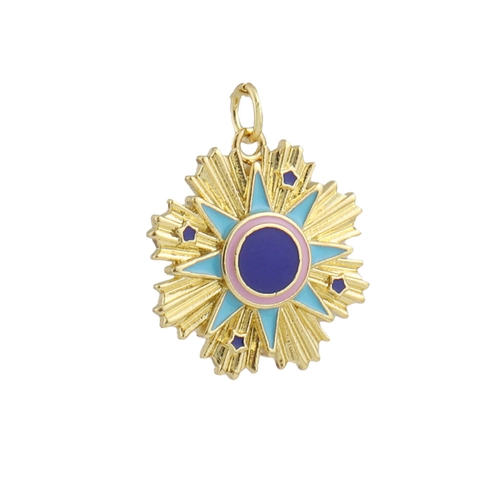Vintage 18K Gold Plated Copper Enamel Zirconia Pendants For DIY Jewelry Making Hamsa Hand Evil Eye Sun Star Shield Charms