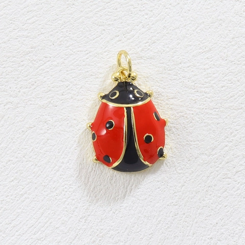 Trendy Ladybug Pendants Gold Plated Copper Enamel Animal Charms Rhinestone Teardrop Blue Stone For DIY Jewelry Making Necklaces