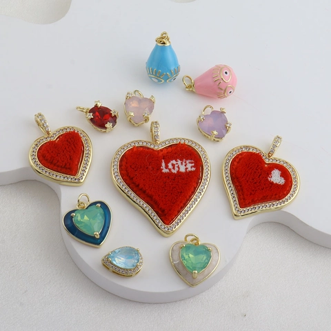 Copper Gold Plated Heart Easter Egg Evil Eye Cloud Pendants For DIY Necklace Bracelet Hip Hop Jewelry Making Accessories
