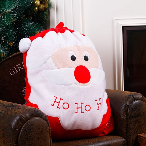 Grande Sacchetto Regalo di Natale in Velluto Dorato Ricamato Babbo Natale Design a Cintura Ho Ho Ho Sacca con Coulisse Festiva
