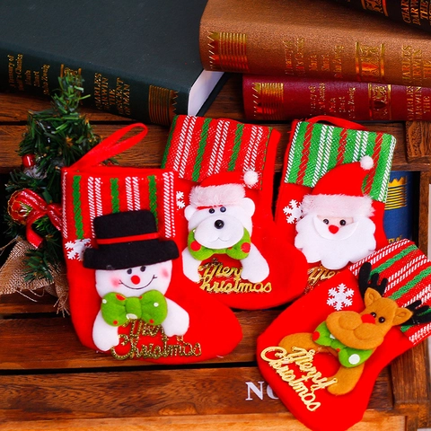 Christmas Stocking Ornament Santa Snowman Bear Reindeer 3D Cartoon Character Pendant Hanging Christmas Tree Decor Gift