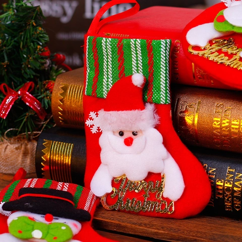 Christmas Stocking Ornament Santa Snowman Bear Reindeer 3D Cartoon Character Pendant Hanging Christmas Tree Decor Gift