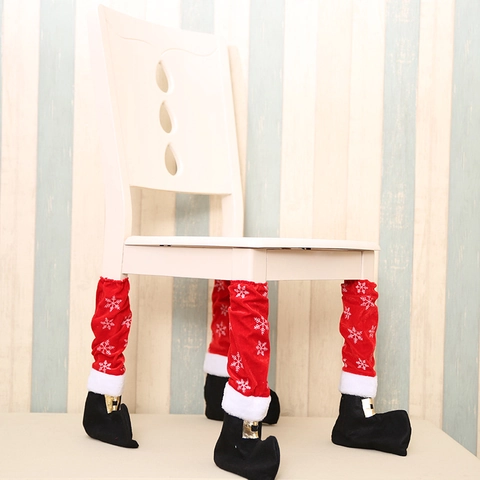Coprigambe per Sedie Natalizie Motivo a Fiocco di Neve Stile Stivale da Elfo in Tessuto Protezioni per Gambe del Tavolo per Decorazioni Casa Ristorante Bar Festa