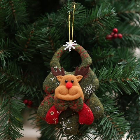 Addobbi Natalizi Appesi per Albero Babbo Natale Pupazzo di Neve Renna Orso Ciondolo Tessuto non Tessuto 3D Festa Casa Decorazione
