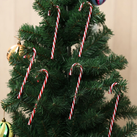 Weihnachten Zuckerstangen Hängende Dekorationen Kunststoff Spiral Gestreift Rot Weiß Grün Baumschmuck Für Party Haus Deko
