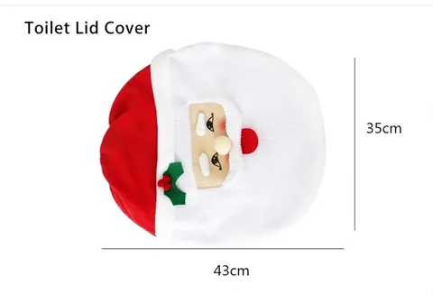 Santa Claus Toilet Lid Cover Flannel Embroidered Christmas Bathroom Decoration Home Hotel Xmas Party Accessory Red White