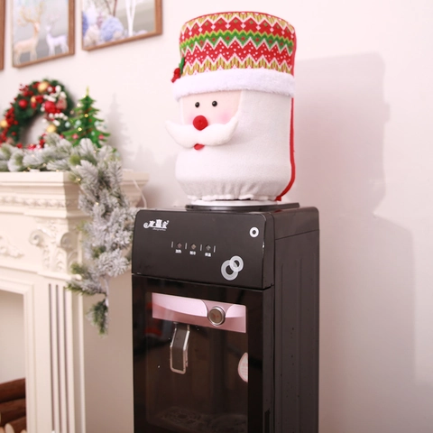 Christmas Water Dispenser Bucket Cover Fabric Santa Snowman Reindeer Dust Protector For Standard Gallon Bottle Home Decor