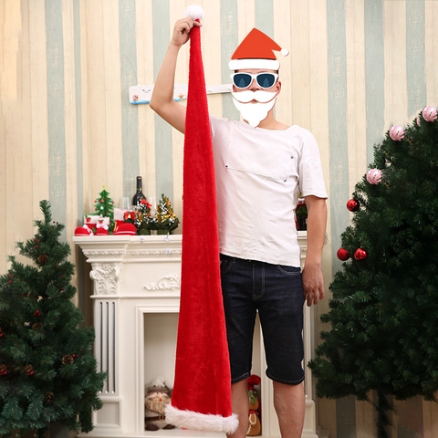 Extra Long Plush Christmas Hat for Adults and Kids Red White Festive Santa Claus Hat for Holiday Party Cosplay Decoration