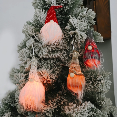 Adornos de Gnomo de Navidad con Luces Led Muñeca de Peluche sin Rostro Decoraciones Colgantes para Árbol Fiesta de Navidad