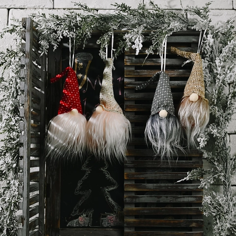 Adornos de Gnomo de Navidad con Luces Led Muñeca de Peluche sin Rostro Decoraciones Colgantes para Árbol Fiesta de Navidad