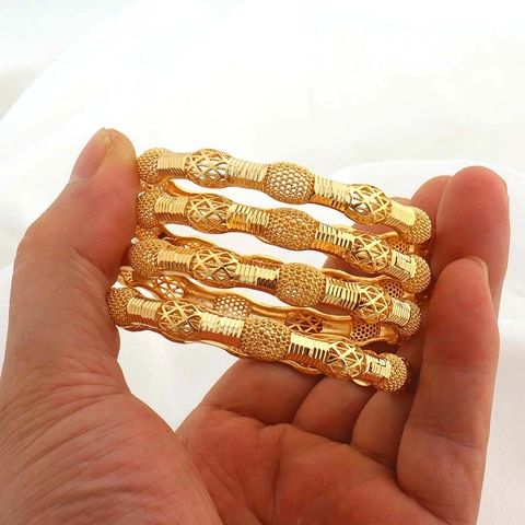 Vintage Dubai Stijl Opengewerkt Hart Koperen Armring Voor Vrouwen Verguld Etnische Filigraan Geometrisch Patroon Sieraden