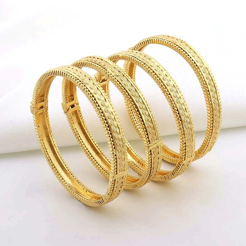 Dubai Stijl 24K Verguld Gedraaid Geweven Bangle Voor Vrouwen Midden Oosterse Bruid Bruiloft Sieraden Vintage Geometrische Koperen Armband
