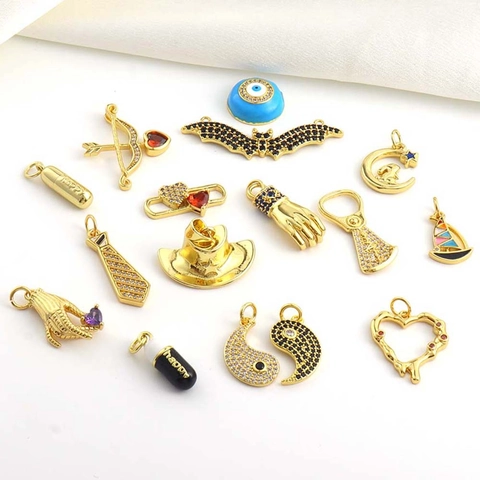 Electroplated Copper Rhinestone Cupid Arrow Capsule Moon Rabbit DIY Pendant For Necklace Earring Making Fashion Jewelry