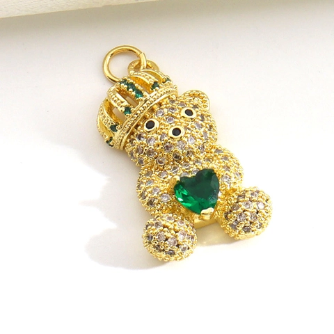 Fashion Copper Gold Plated Animal Pendant Bear Leopard Elephant Cat Shape Jewelry Rhinestone Inlaid Accessory Women Gift