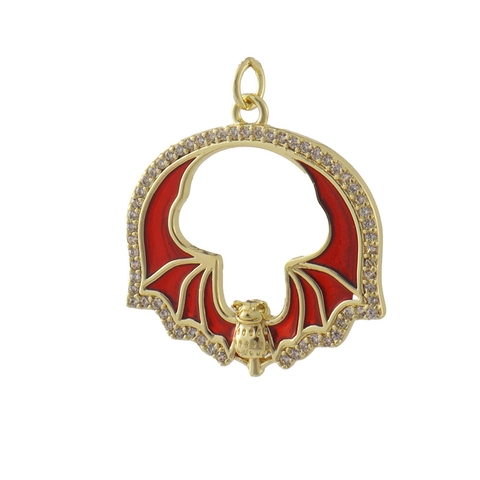 Gothic Hip Hop Copper Pendant For Jewelry Making Enamel Rhinestone Bat Cross Coffin Skull Lion Horseshoe Sun Starfish DIY Charm