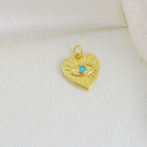 Copper DIY Jewelry Pendant Charms Evil Eye Heart Sailboat Bee Saturn Star Charms With Rhinestone Artificial Pearl Gold Plated Jewelry Making Accessories