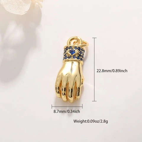Copper Gold Plated Hand Gesture Charms Evil Eye Heart Hamsa Hand Pendant DIY Jewelry Making Findings For Necklace Bracelet Women