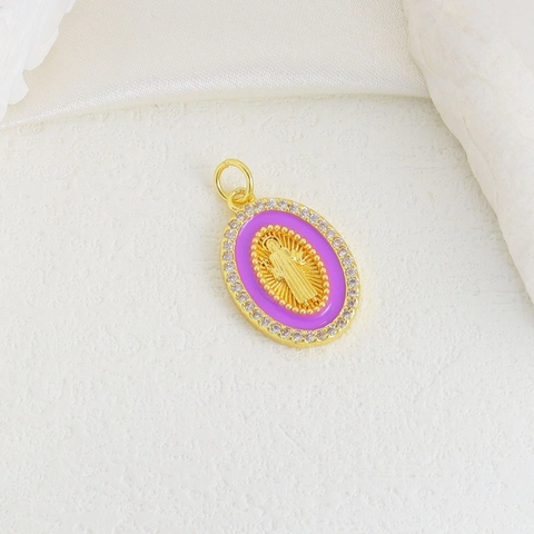 Pendentif Religieux en Cuivre Plaqué Or Vierge Marie Jésus Croix pour la Fabrication de Colliers et Bracelets DIY Accessoires Bijoux en Strass
