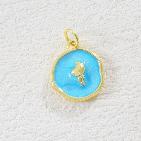 18K Gold Plated Copper Marine Series Enamel Charms Sea Turtle Shell Heart Conch Pendants For DIY Jewelry Making Accessories