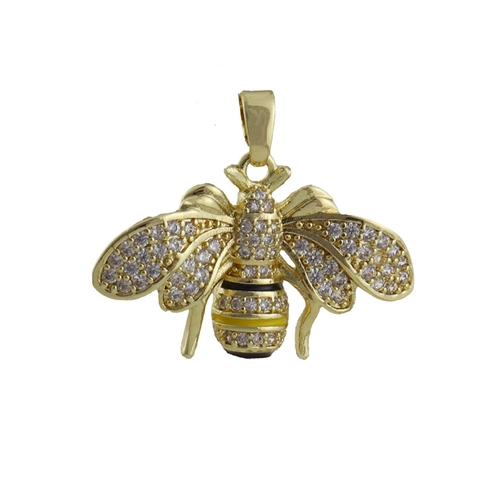 DIY Gold Plated Copper Pendants Bee Heart Mom Mama Cross Mushroom Shape Charms For Necklace Bracelet Rhinestone Jewelry Findings