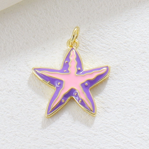 Ocean Marine Animal Pendants Enamel Copper Gold Plated Seahorse Starfish Octopus Fish Charms For DIY Jewelry Making Pendants
