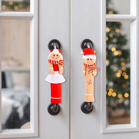 Coperture per Maniglie della Porta del Frigorifero di Natale Omino di Pan di Zenzero Maschio e Femmina Protezioni