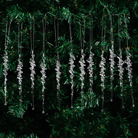 Ornamenti Appesi A Ghiacciolo Acrilico Spirale Torta Per Albero Di Natale Decorazione Festa Invernale Trasparente Rosa Blu