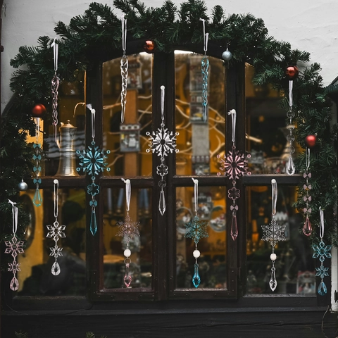 Acryl Schneeflocke Eiszapfen Weihnachtsbaum Hängende Ornamente Transparent Rosa Blau Feiertag Dekorative Anhänger Für Zuhause Party Dekor