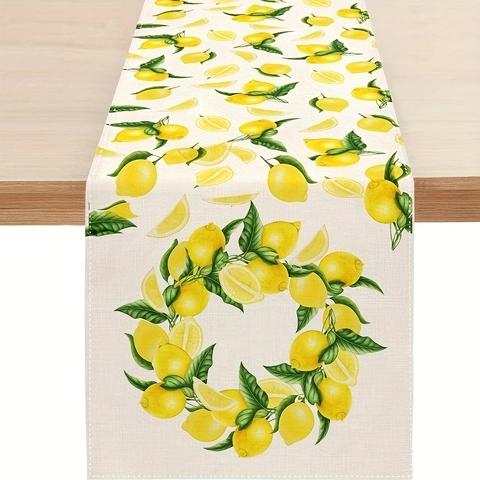 Camino de Mesa de Guirnalda de Flores de Limón de Verano Tela de Poliéster Para Decoración de Fiesta en Casa de Comedor