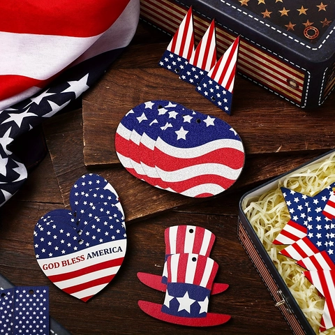 Onafhankelijkheidsdag Houten Hangende Ornamenten VS Vlag Ster Hart Patriotisch Huis Feest Decor Rood Wit Blauw Houten Hangers