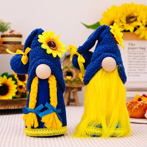 Gnome de Tournesol Fait à la Main Poupée Sans Visage Ornement Nain Scandinave Nordique Figurine en Peluche pour Décoration Table