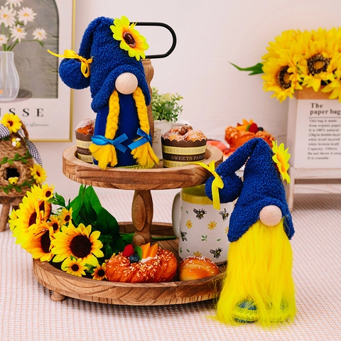Gnome de Tournesol Fait à la Main Poupée Sans Visage Ornement Nain Scandinave Nordique Figurine en Peluche pour Décoration Table