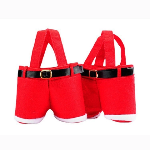Bolsas de Regalo con Forma de Pantalones de Papá Noel Fundas para Botellas de Vino Tinto Bolsa de Caramelos Decoración de Fiesta
