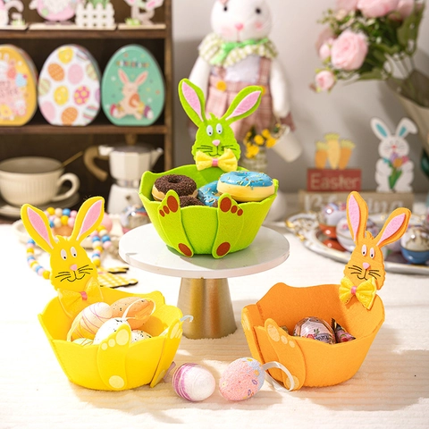 Ostern Hase Filz Aufbewahrungskorb Cartoon Kaninchen Ohr Süßigkeiten Eimer Für Feiertag Party Dekoration Geschenk Organisator
