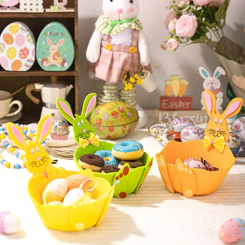 Ostern Hase Filz Aufbewahrungskorb Cartoon Kaninchen Ohr Süßigkeiten Eimer Für Feiertag Party Dekoration Geschenk Organisator