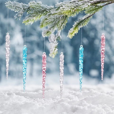 Addobbi Natalizi Ghiaccioli Pendenti in Acrilico Trasparente a Spirale per Albero di Natale Decorazione Casa Feste