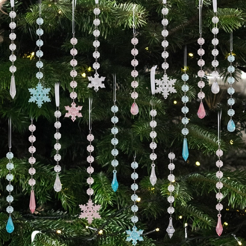 Adornos de Navidad de Acrílico Transparente Copos de Nieve Colgantes Cristal Gota de Agua Cono de Hielo Decoraciones para Hogar Fiesta